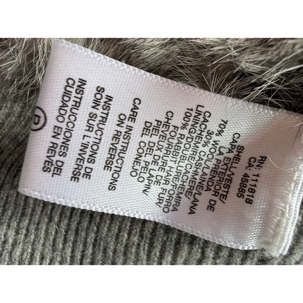 Michael Kors Wool Cashmere Rabbit Fur Lined Hooded Zip Jacket Gray XXL Gray - Picture 6 of 10